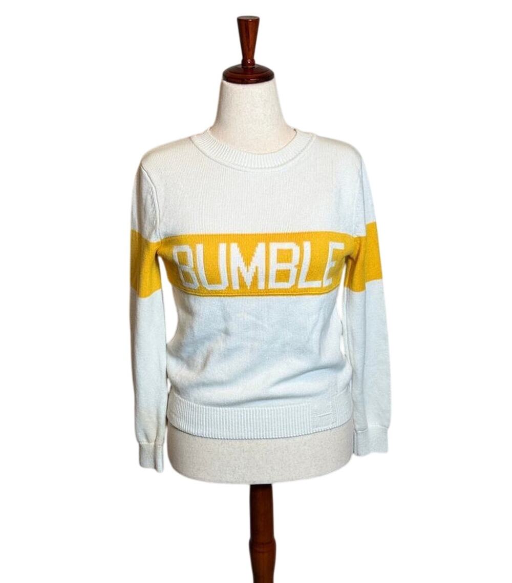 Bumble by Hillflint sweater color blocked white & yellow pullover crewneck Sz S